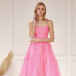 NEW LONG OFF THE SHOULDER A-LINE POLYESTER DRESS EMBROIDERED WITH LACE JT 260